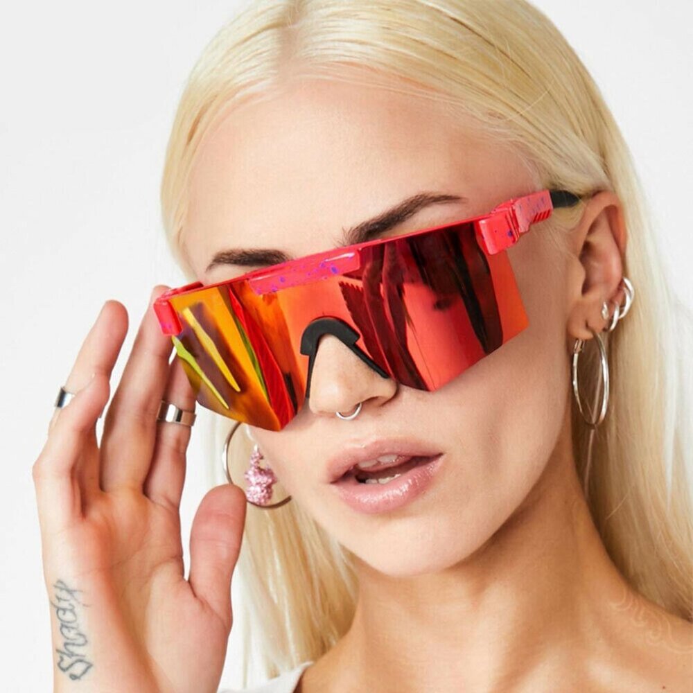 Sports Women Sunglasses Red Mirror Lens Large Frame Outdoor Running Driving New